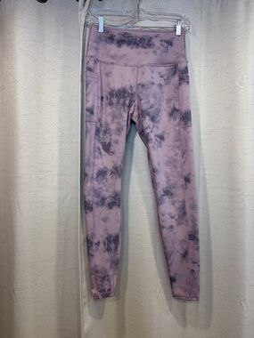 Tie-Dye Purple Leggings with Side Pockets